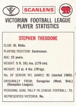 1974 Scanlens VFL #80 Stephen Theodore Back
